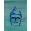 Buddha in Blau<br>Acryl auf Leinwand 30x40cm<br>
Print auf Leinwand A4 erhältlich; Preis auf Anfrage